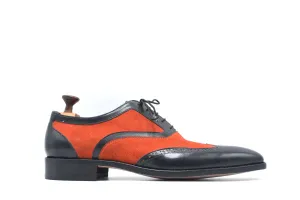 Oxford Wing Tip Suede And Calf Leather Formal Shoes