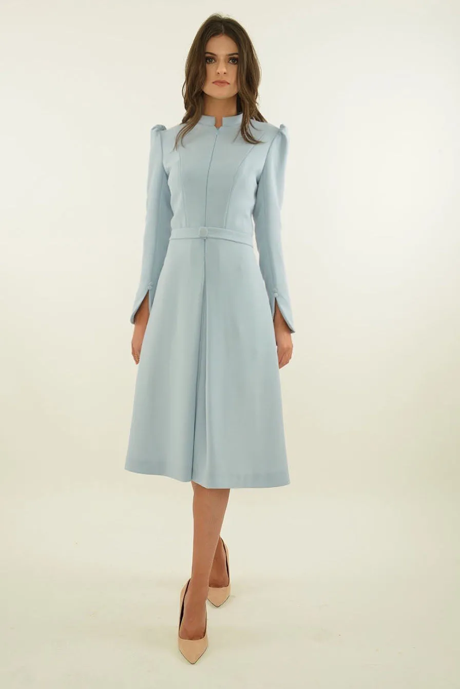 Pastel blue pleat-front dress