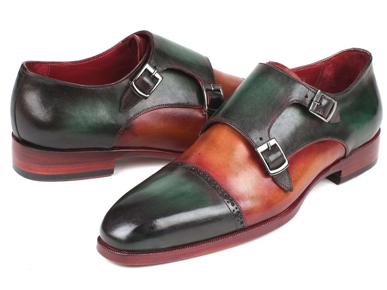 Paul Parkman Green & Camel Double Monkstraps