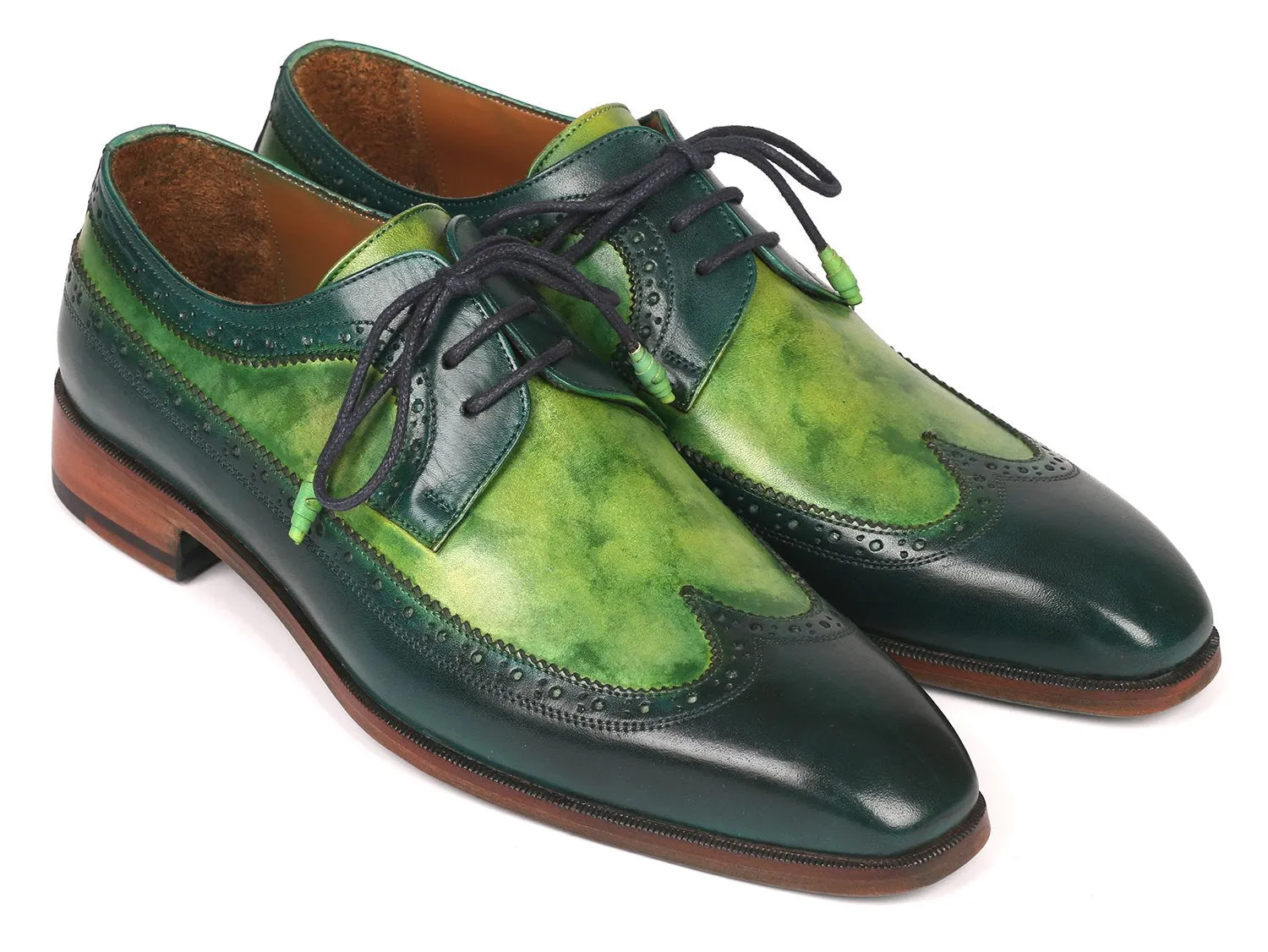 Paul Parkman Green Dual Tone Wingtip Shoes
