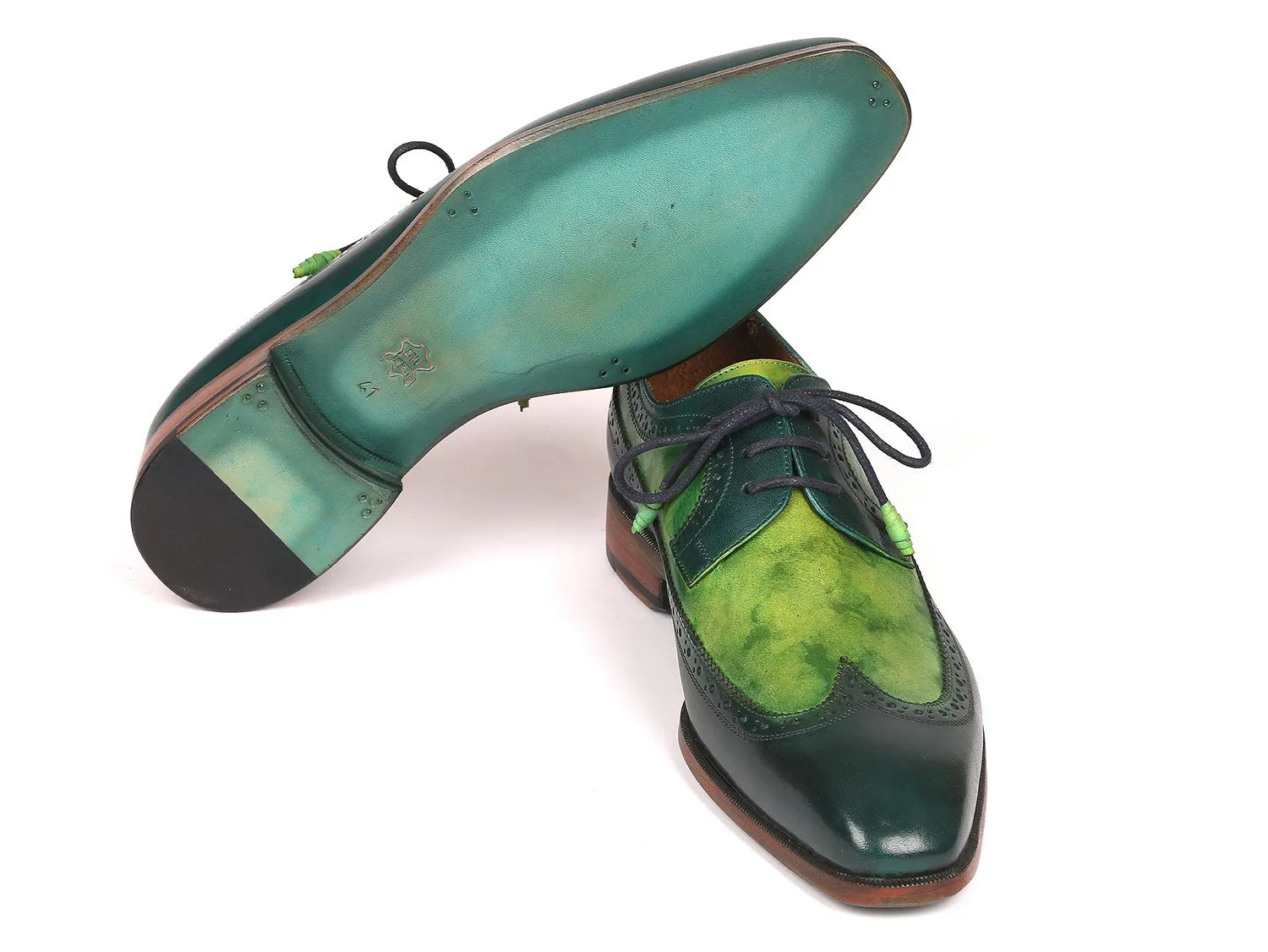 Paul Parkman Green Dual Tone Wingtip Shoes