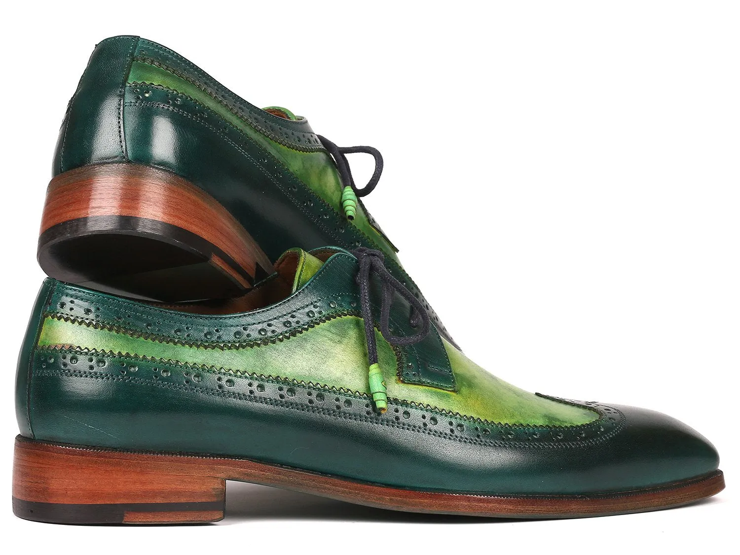Paul Parkman Green Dual Tone Wingtip Shoes