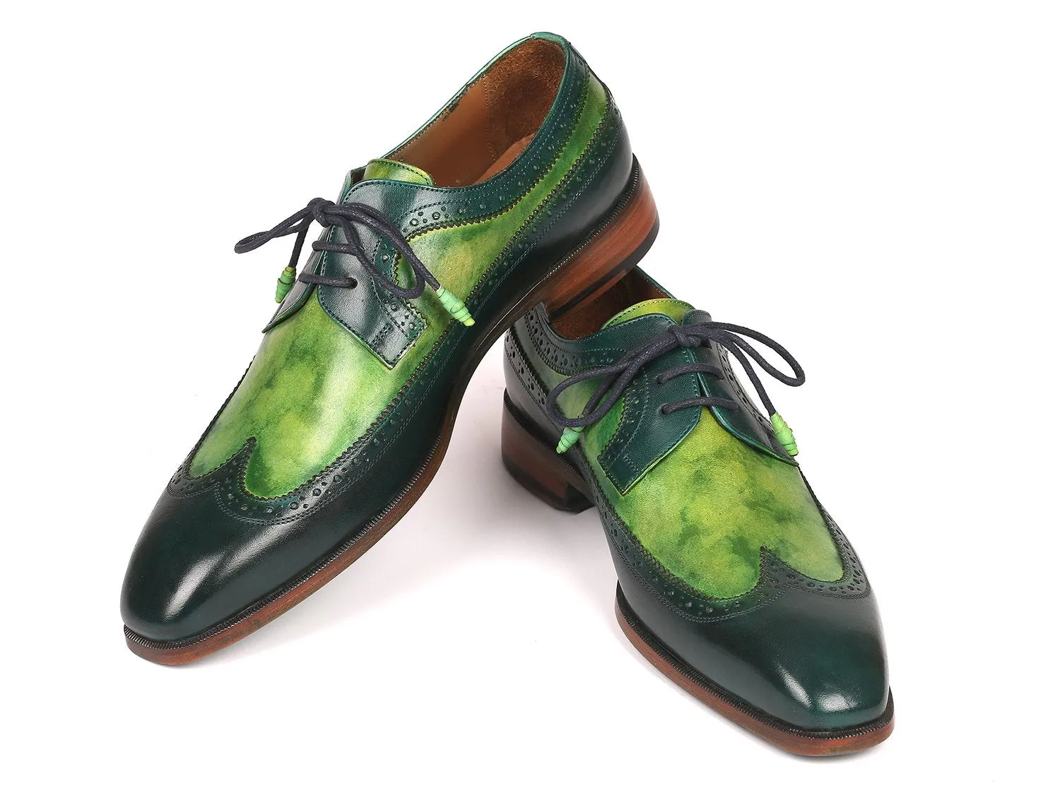 Paul Parkman Green Dual Tone Wingtip Shoes