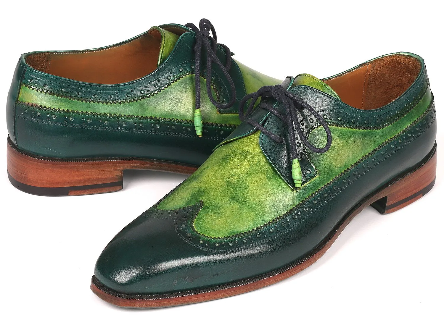 Paul Parkman Green Dual Tone Wingtip Shoes