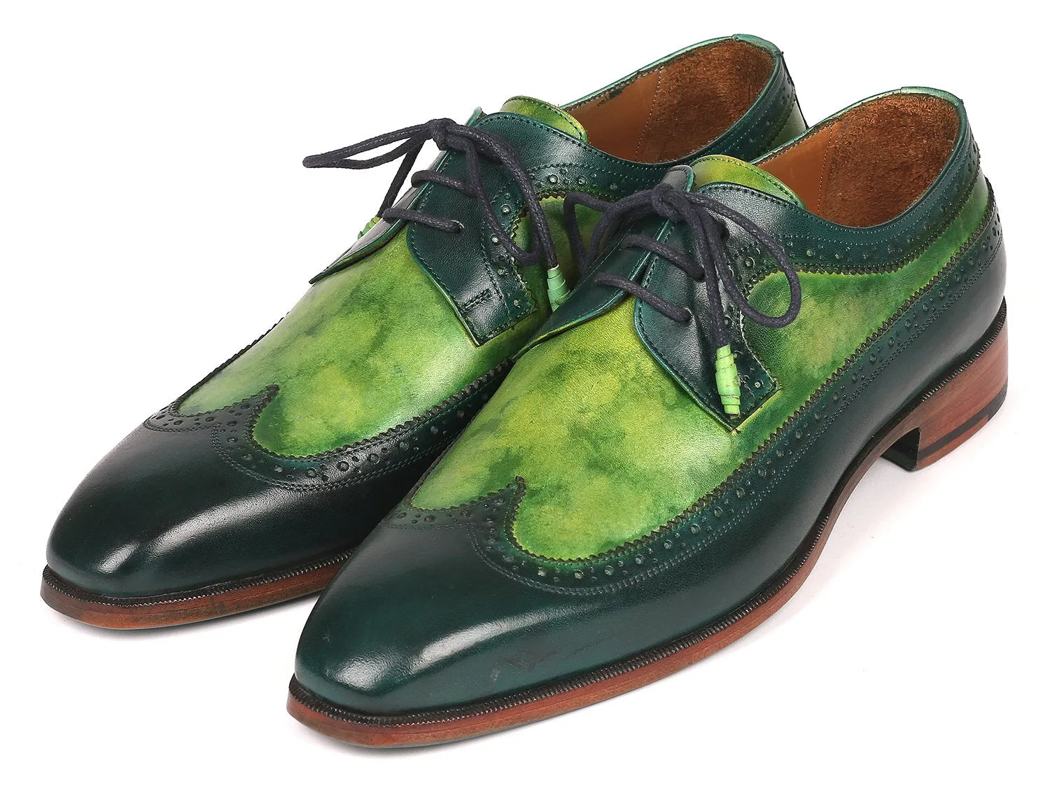 Paul Parkman Green Dual Tone Wingtip Shoes