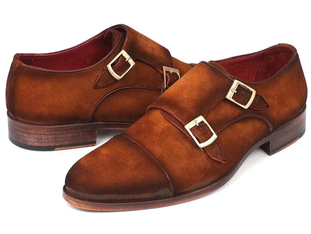 Paul Parkman Men's Camel Suede Double Monkstrap