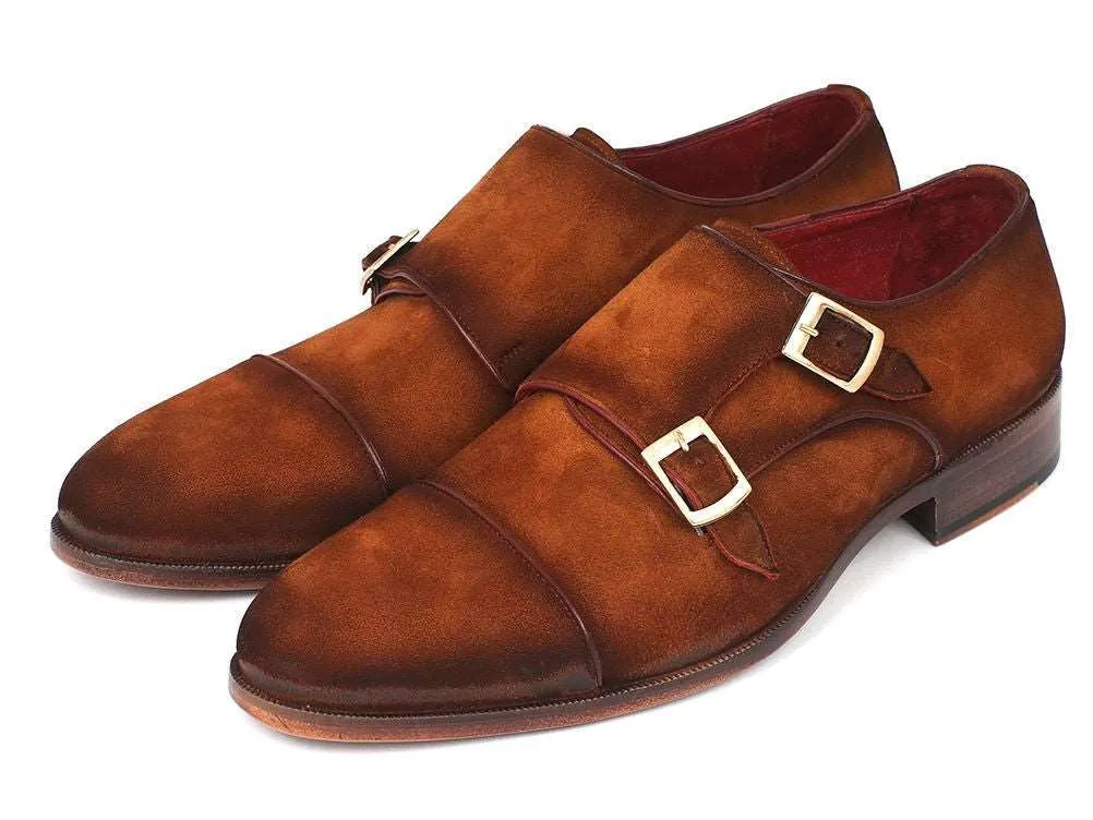Paul Parkman Men's Camel Suede Double Monkstrap