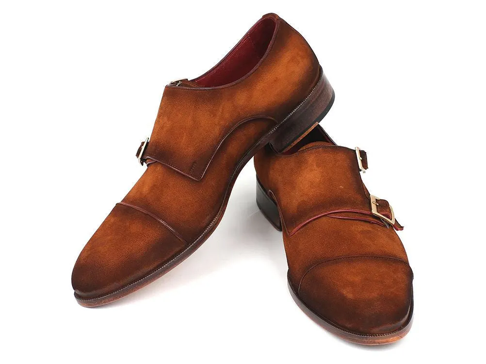 Paul Parkman Men's Camel Suede Double Monkstrap