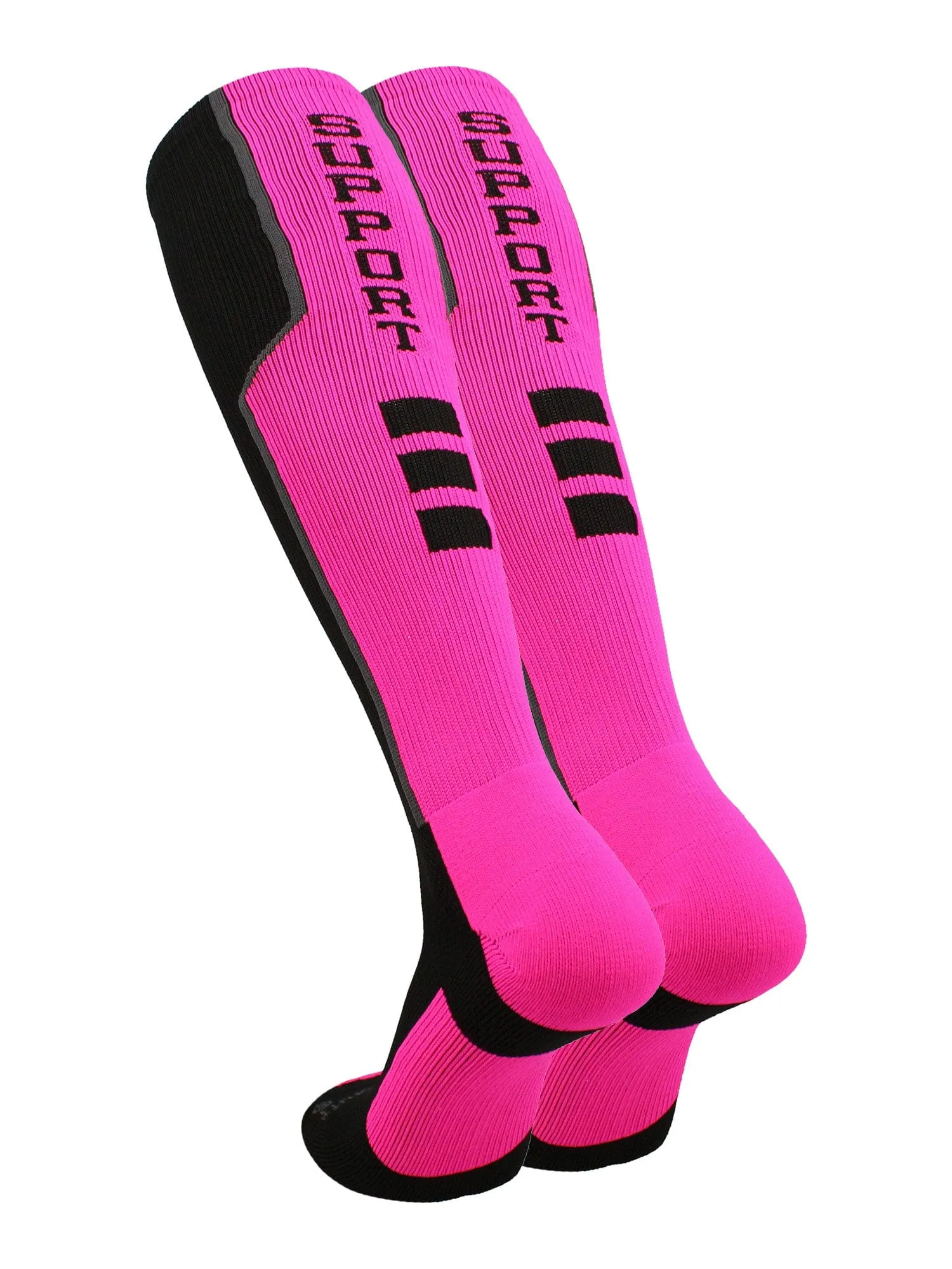 Pink Ribbon Breast Cancer Awareness Support Athletic Over the Calf Socks