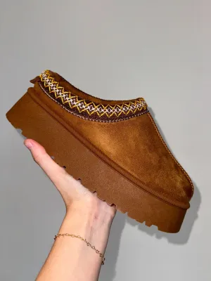 Platform Fur Lined Slides - Gingerbread