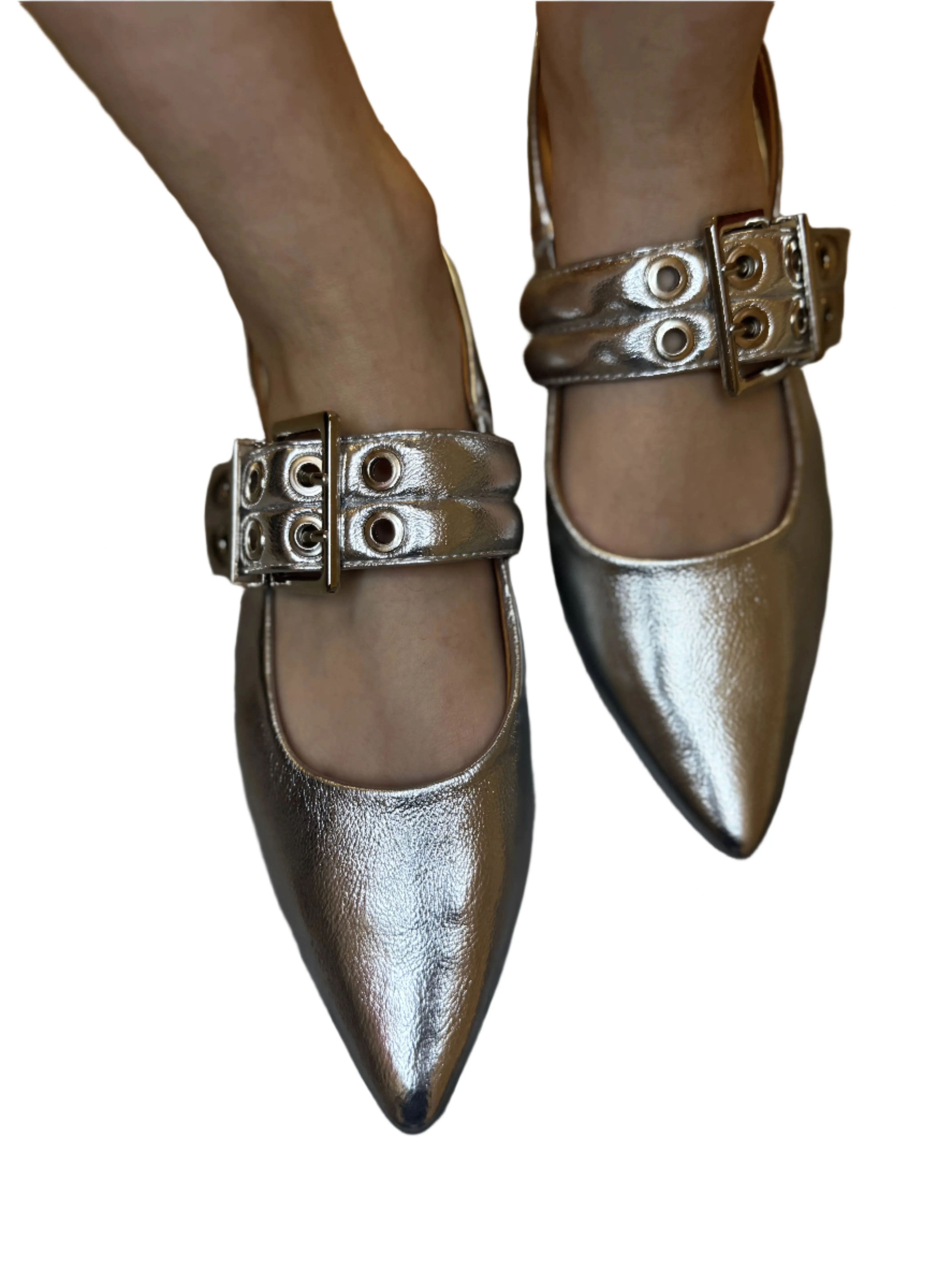 POINTED TOE METALLIC SLING BACK SLIDE GOLA-S