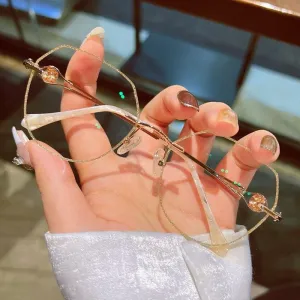 POLYGONAL RIMLESS DIAMOND CUT RIM ANTI-BLU-RAY GLASSES