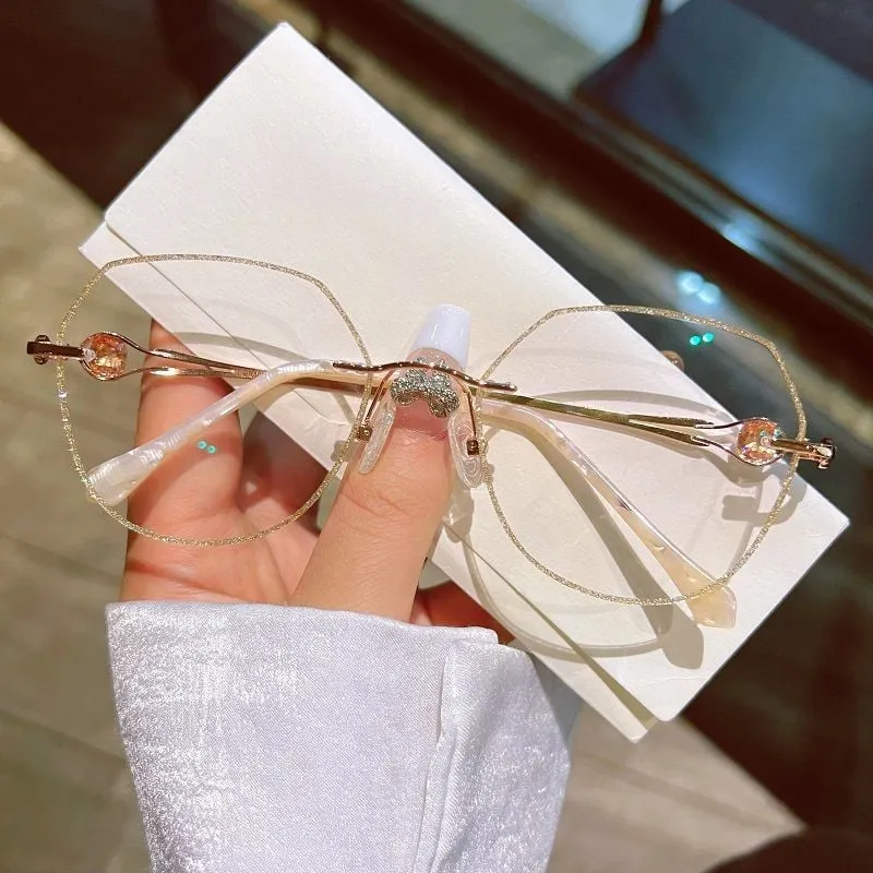 POLYGONAL RIMLESS DIAMOND CUT RIM ANTI-BLU-RAY GLASSES