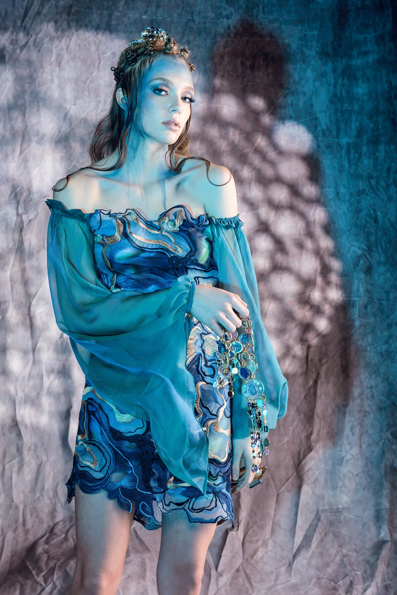 'Poseidon's Dream' Embroidered Tulle Dress