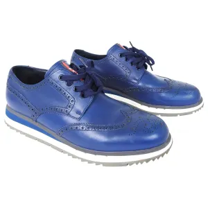 Prada Navy Spazzolato Leather Creeper Wingtip Sneaker - 11