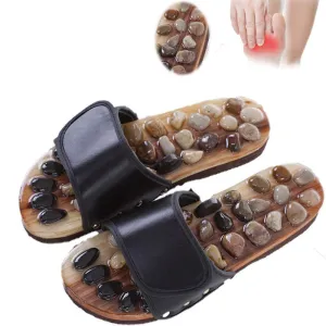 Premium Acupressure Massage Slippers – Natural Stone Foot Massage Shoes for Reflexology – Stimulate Pressure Points, Boost Health – Adjustable for All Sizes