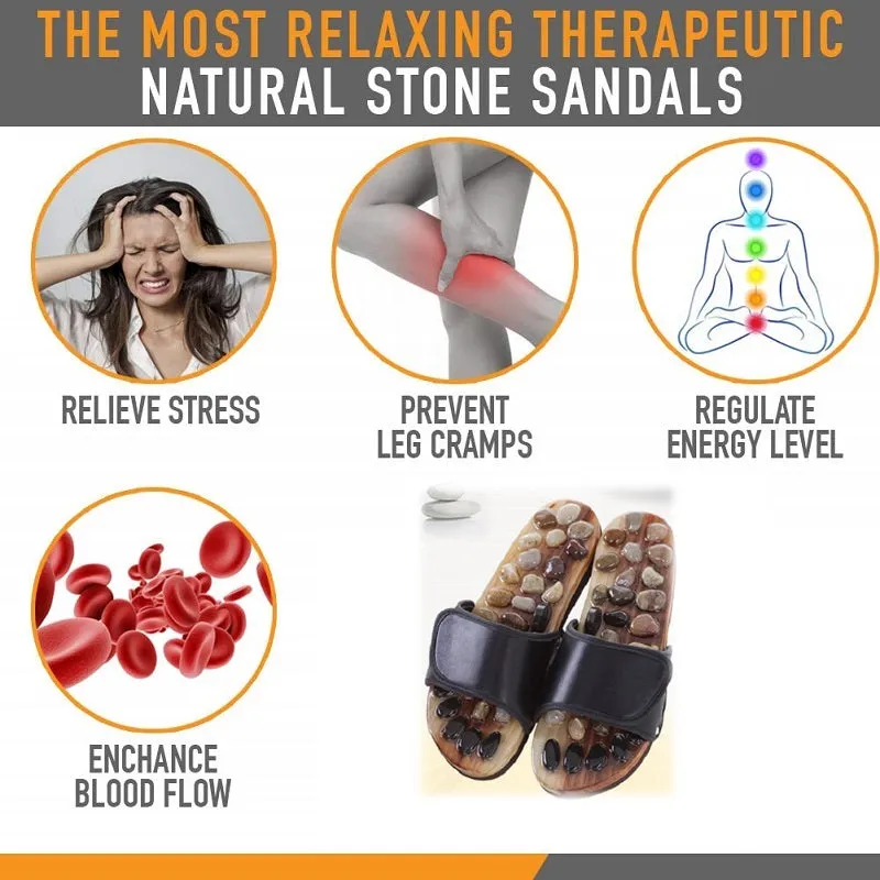 Premium Acupressure Massage Slippers – Natural Stone Foot Massage Shoes for Reflexology – Stimulate Pressure Points, Boost Health – Adjustable for All Sizes