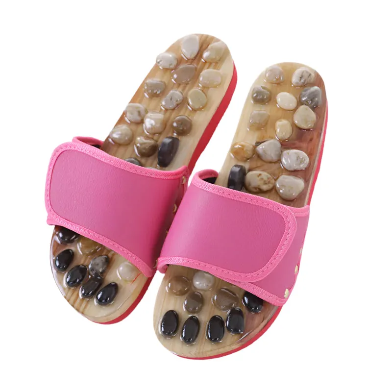 Premium Acupressure Massage Slippers – Natural Stone Foot Massage Shoes for Reflexology – Stimulate Pressure Points, Boost Health – Adjustable for All Sizes