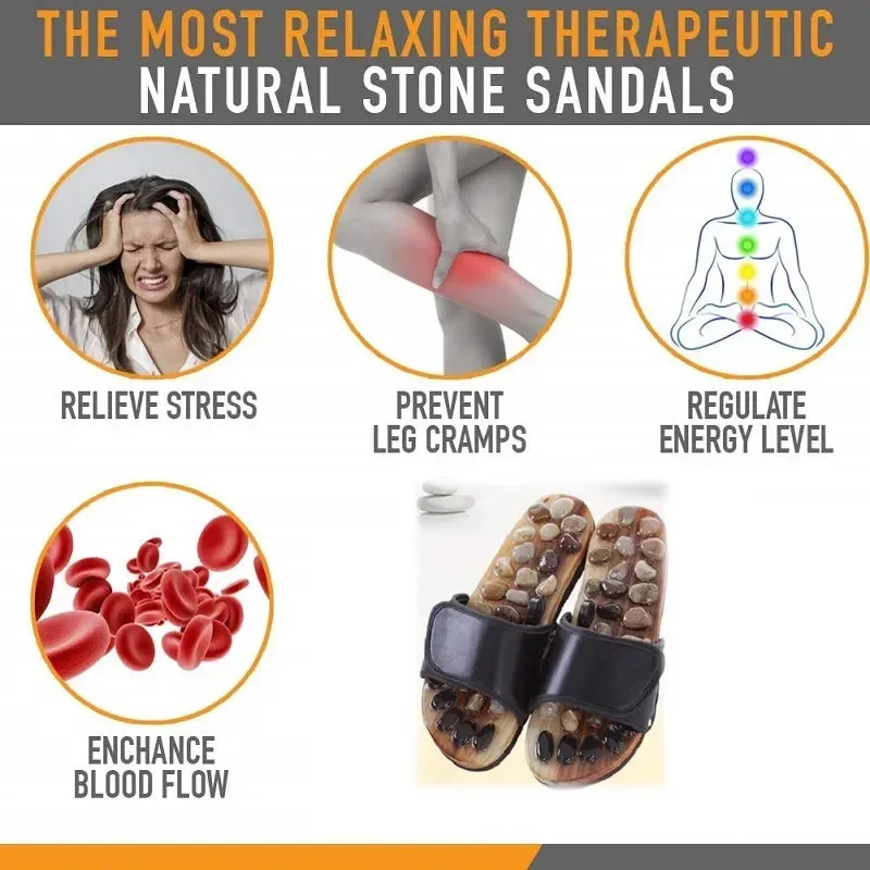 Premium Acupressure Massage Slippers – Natural Stone Foot Massage Shoes for Reflexology – Stimulate Pressure Points, Boost Health – Adjustable for All Sizes