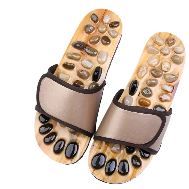 Premium Acupressure Massage Slippers – Natural Stone Foot Massage Shoes for Reflexology – Stimulate Pressure Points, Boost Health – Adjustable for All Sizes