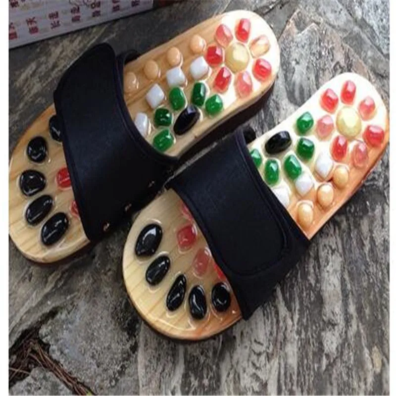 Premium Acupressure Massage Slippers – Natural Stone Foot Massage Shoes for Reflexology – Stimulate Pressure Points, Boost Health – Adjustable for All Sizes