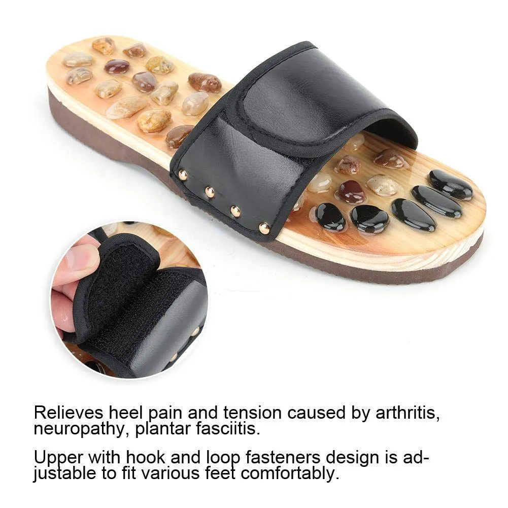 Premium Acupressure Massage Slippers – Natural Stone Foot Massage Shoes for Reflexology – Stimulate Pressure Points, Boost Health – Adjustable for All Sizes