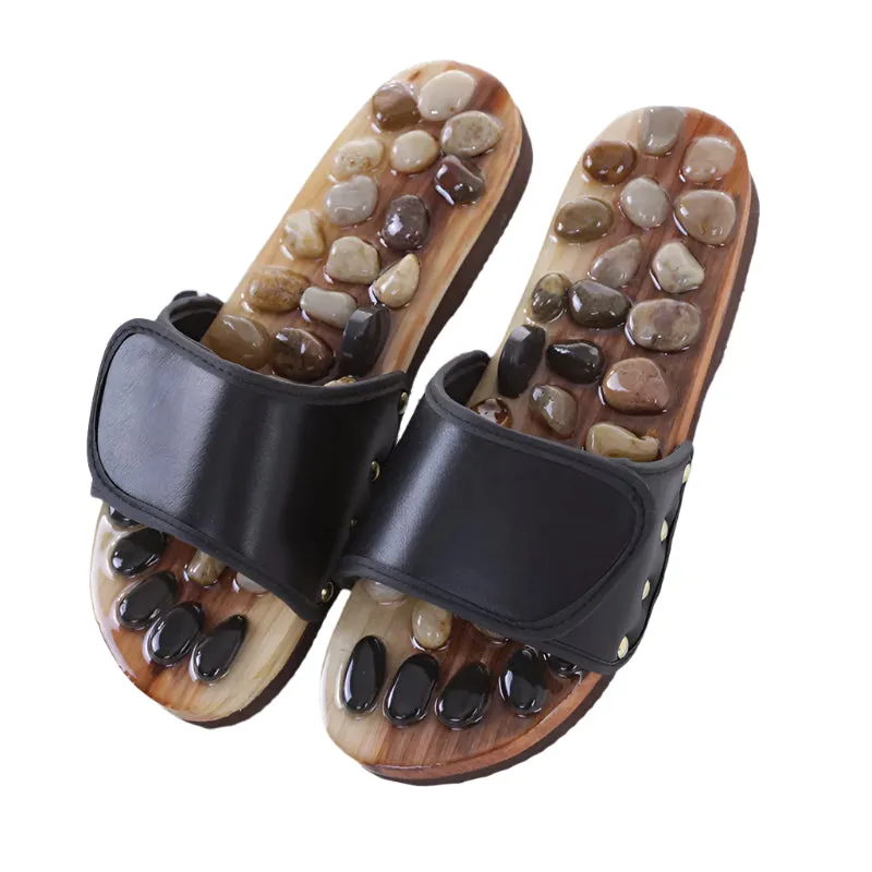 Premium Acupressure Massage Slippers – Natural Stone Foot Massage Shoes for Reflexology – Stimulate Pressure Points, Boost Health – Adjustable for All Sizes