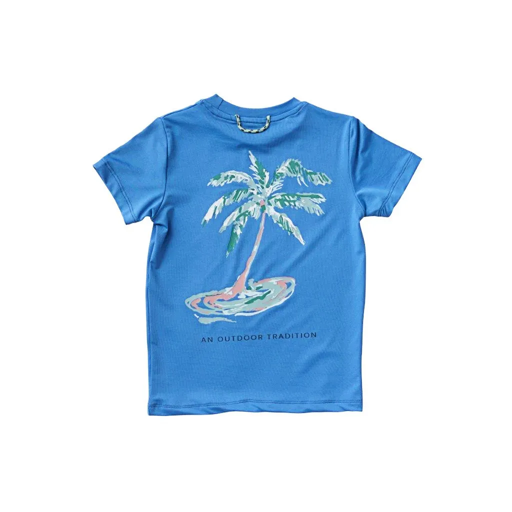 Prodoh Palm Tree Performance S/S Tee in Marina Blue