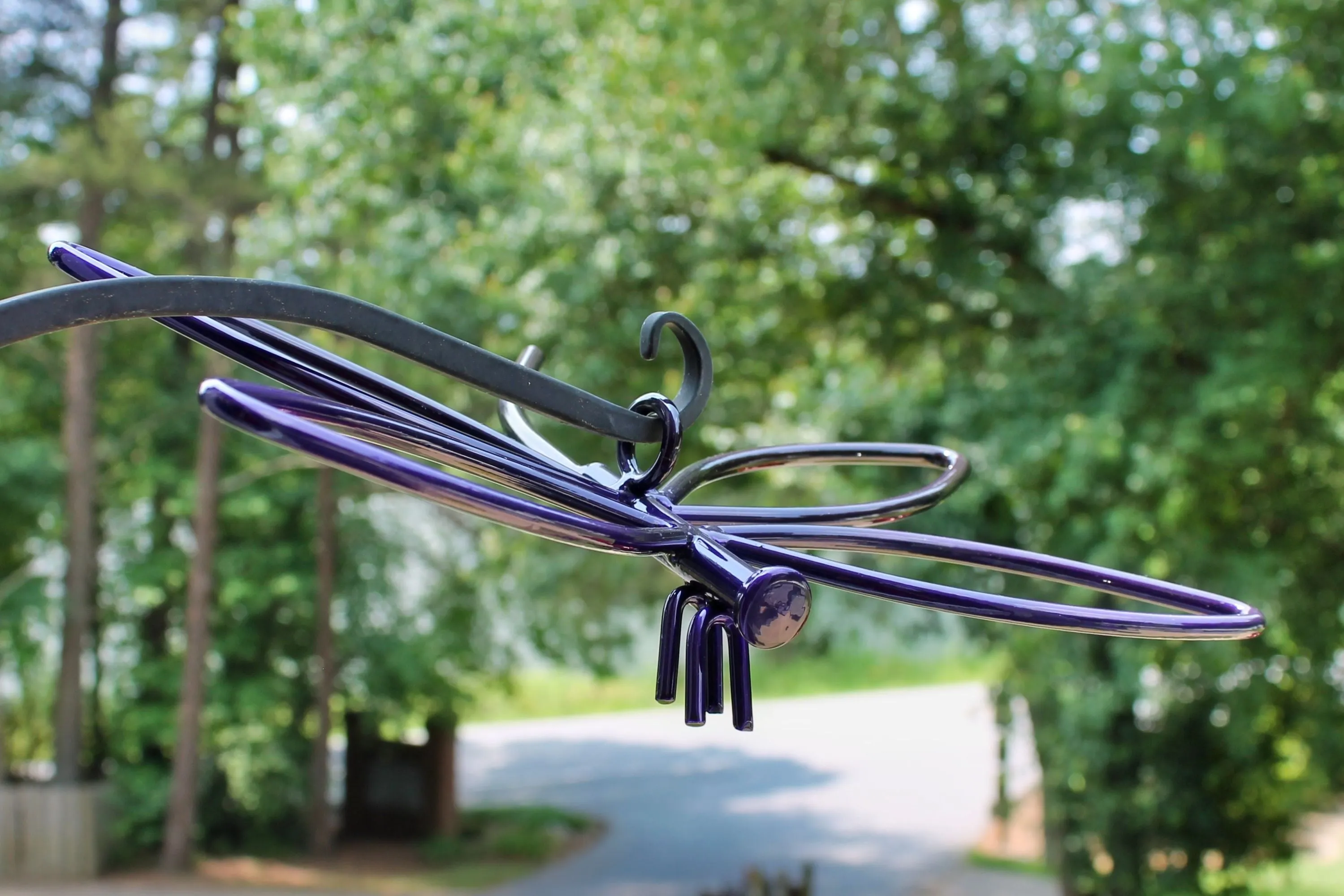 Purple Powder Coated Hanging Metal Dragonfly