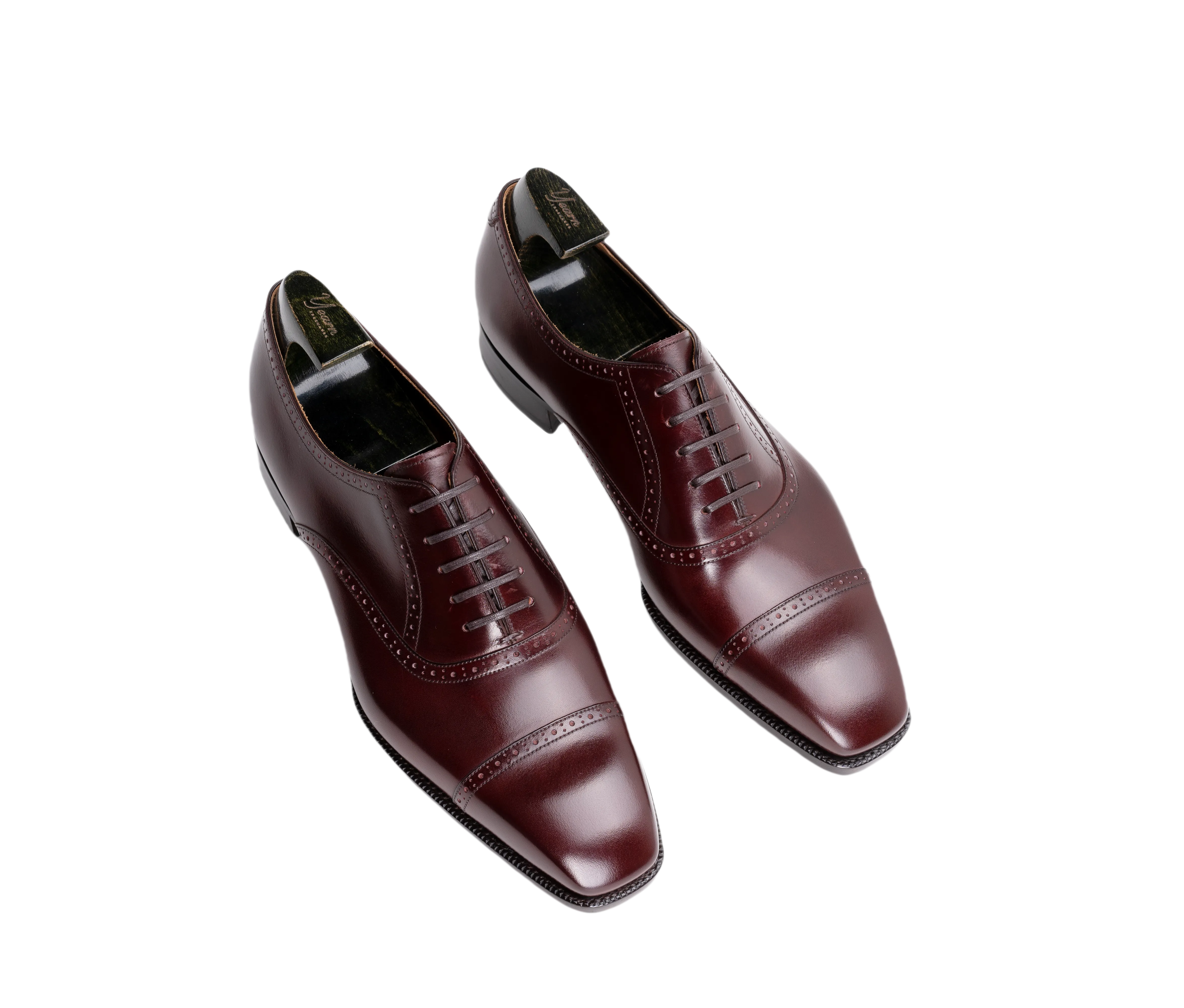 Raj Singhs Black Italian Leather Cap Toe Oxford with Brogue Detailing – Handcrafted Square Toe Dress Shoes