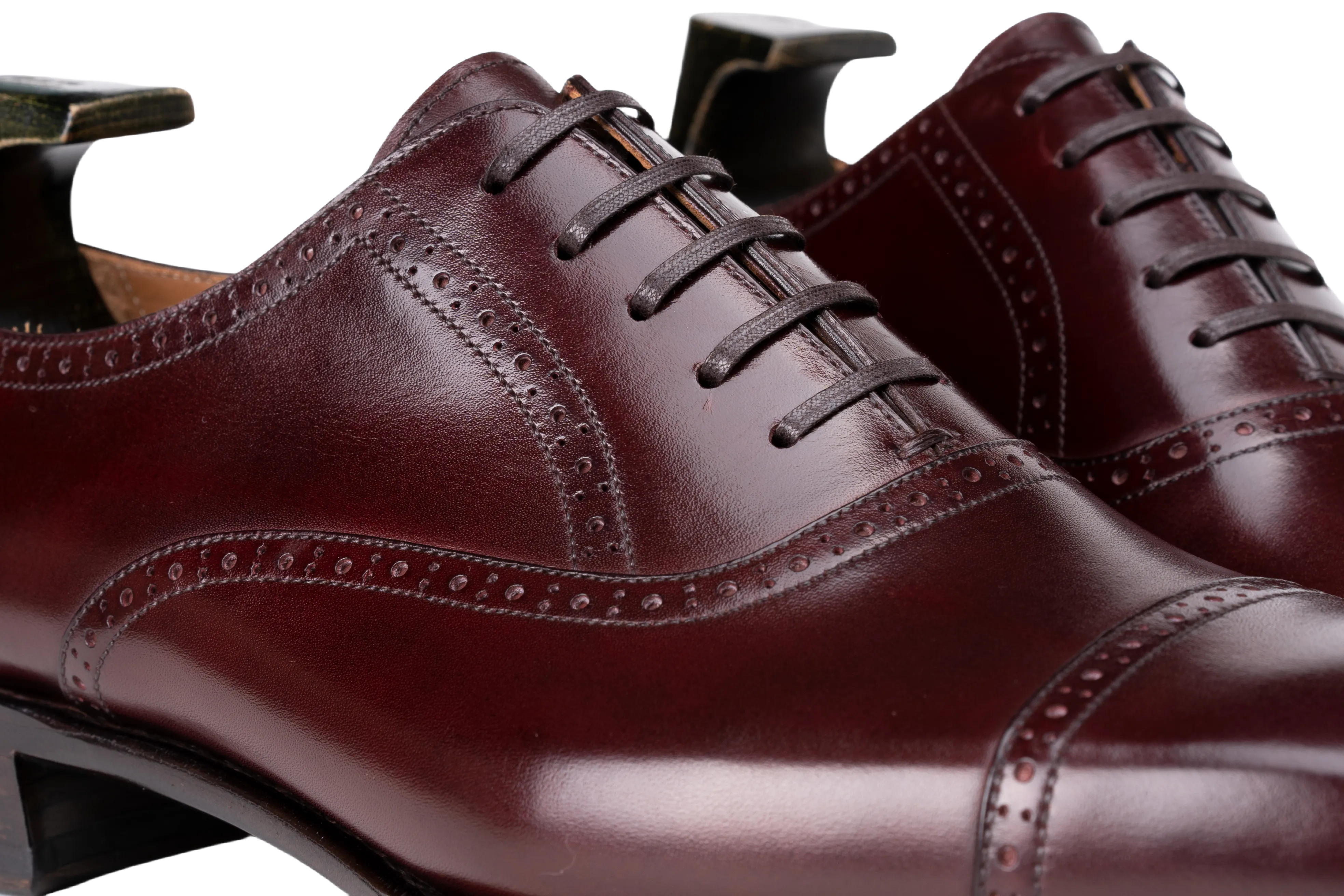 Raj Singhs Black Italian Leather Cap Toe Oxford with Brogue Detailing – Handcrafted Square Toe Dress Shoes