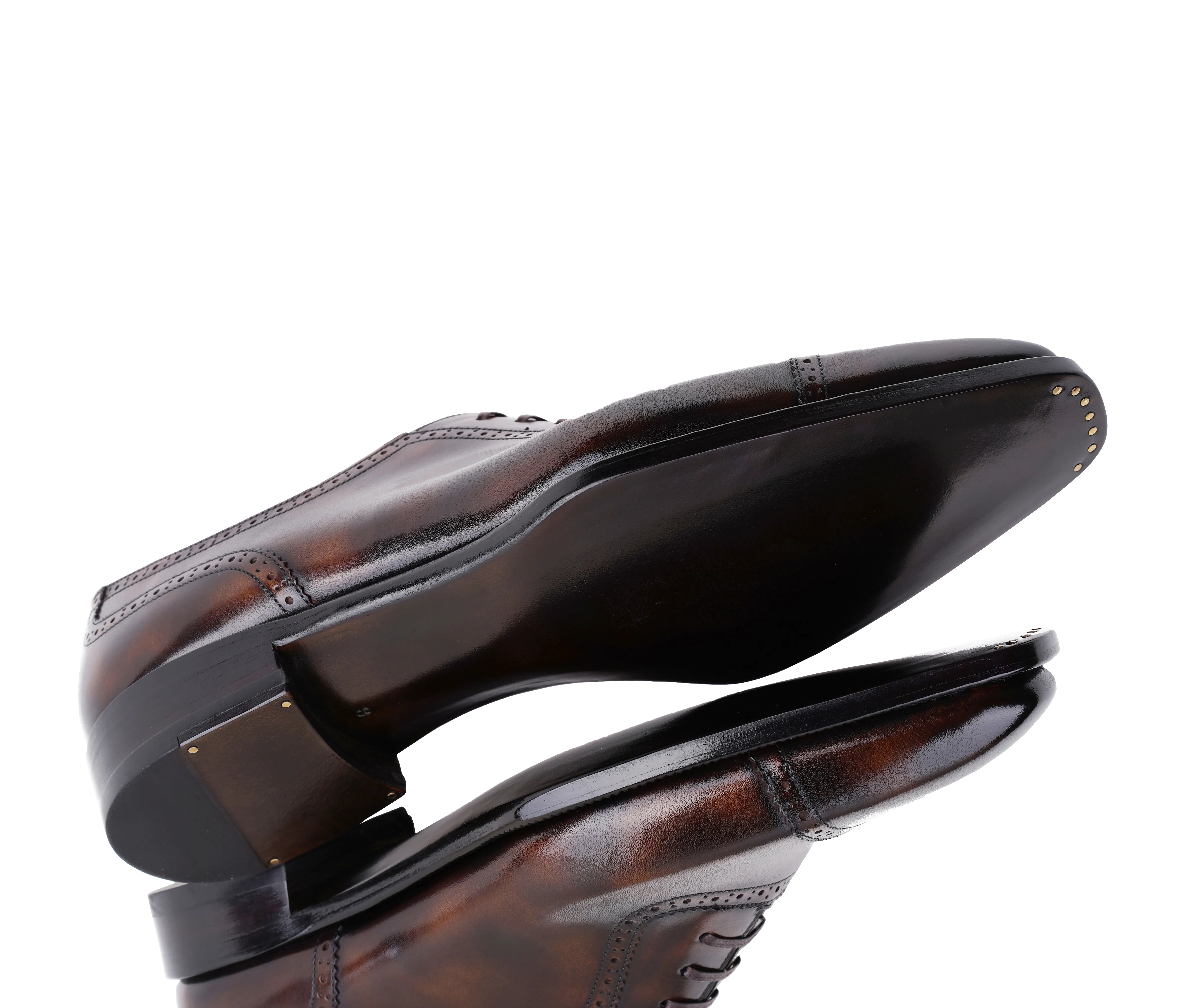 Raj Singhs Cap Toe Oxford – Handcrafted Italian Leather Dress Shoes with Brogue Detailing
