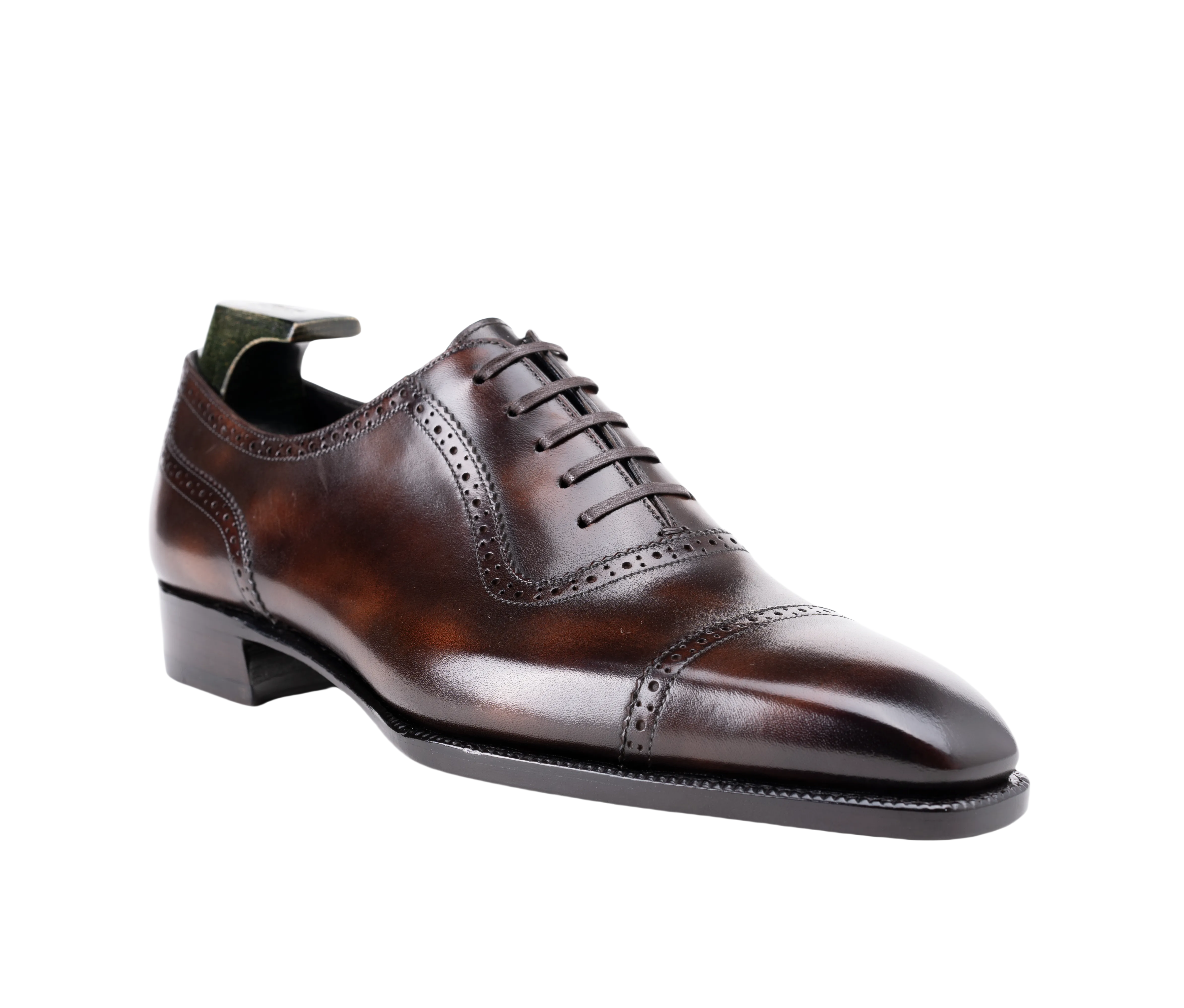Raj Singhs Cap Toe Oxford – Handcrafted Italian Leather Dress Shoes with Brogue Detailing