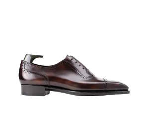 Raj Singhs Cap Toe Oxford – Handcrafted Italian Leather Dress Shoes with Brogue Detailing