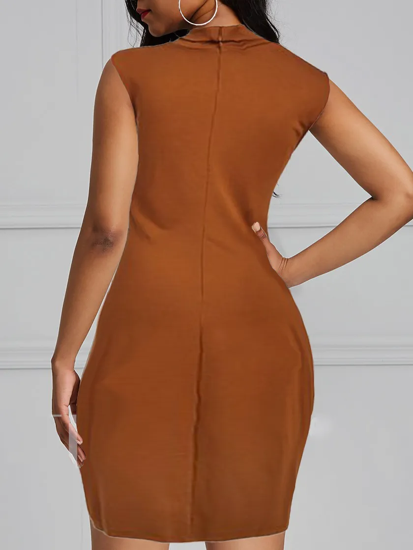 Rapheeze Italian Sleeve Free Brown Dress