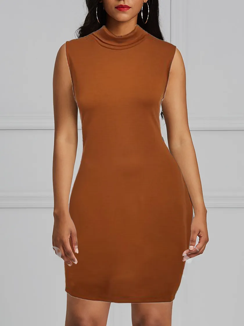 Rapheeze Italian Sleeve Free Brown Dress