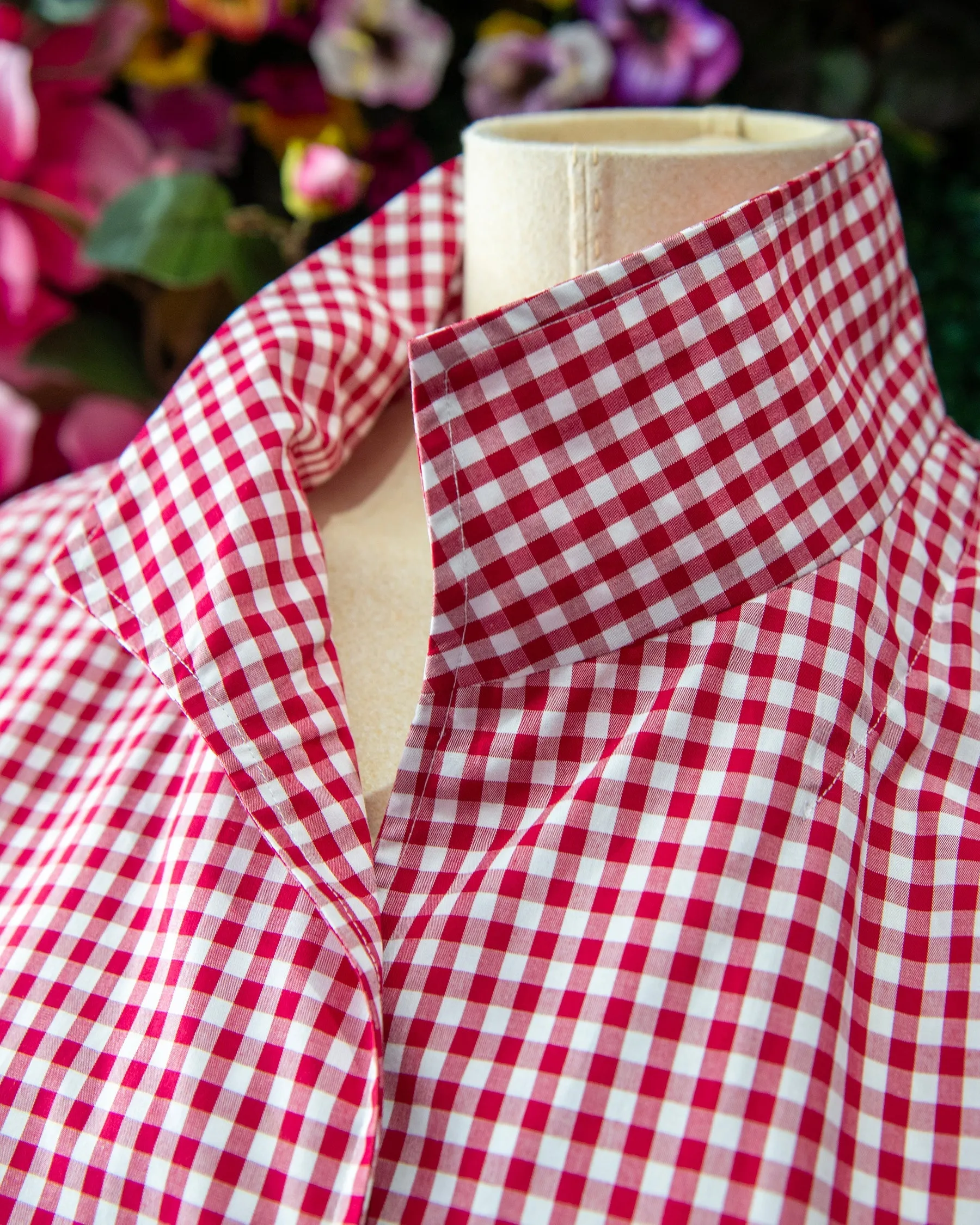 Red Gingham Cap Sleeve Dress