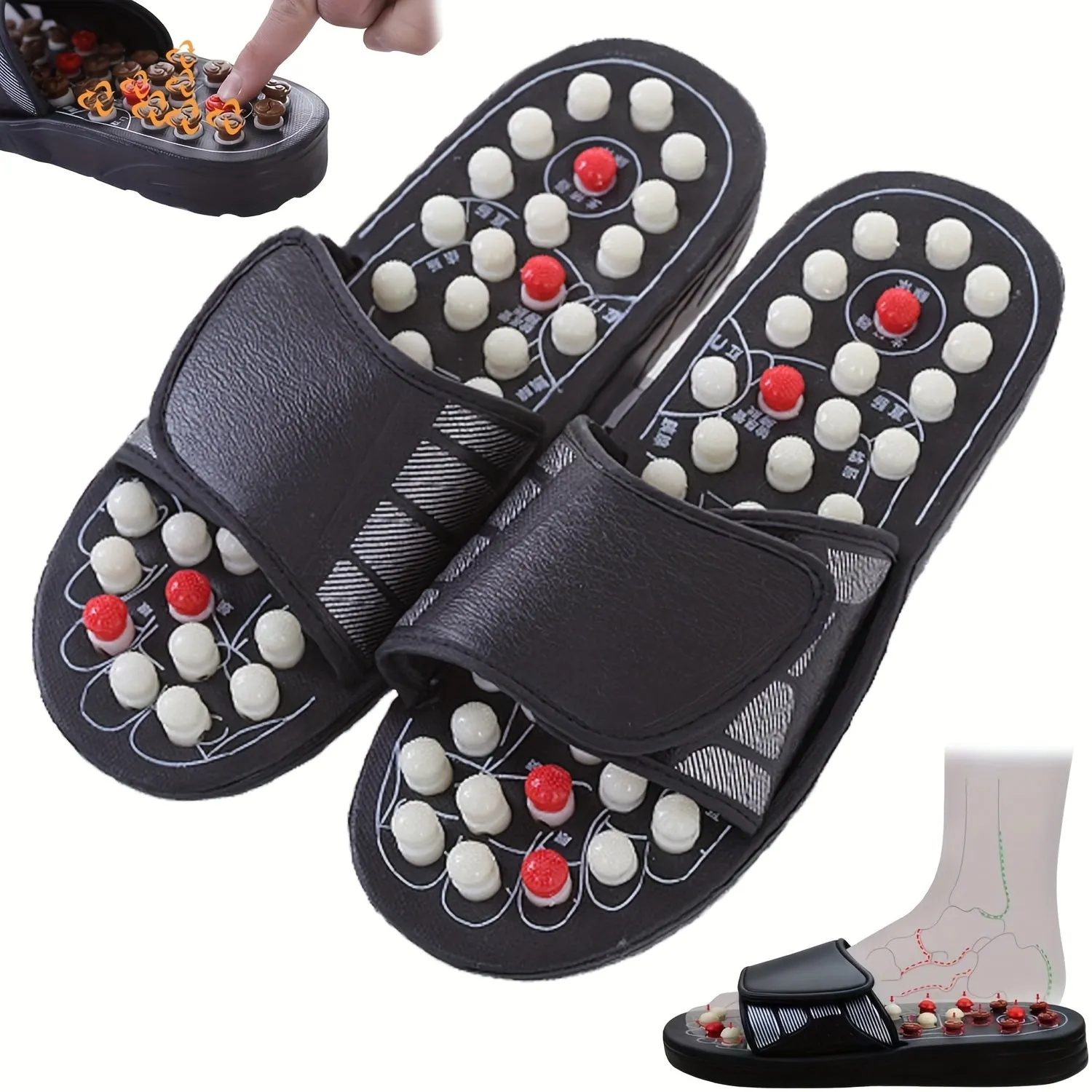 Reflexology Acupressure Foot Massage Slippers – Adjustable & Therapeutic