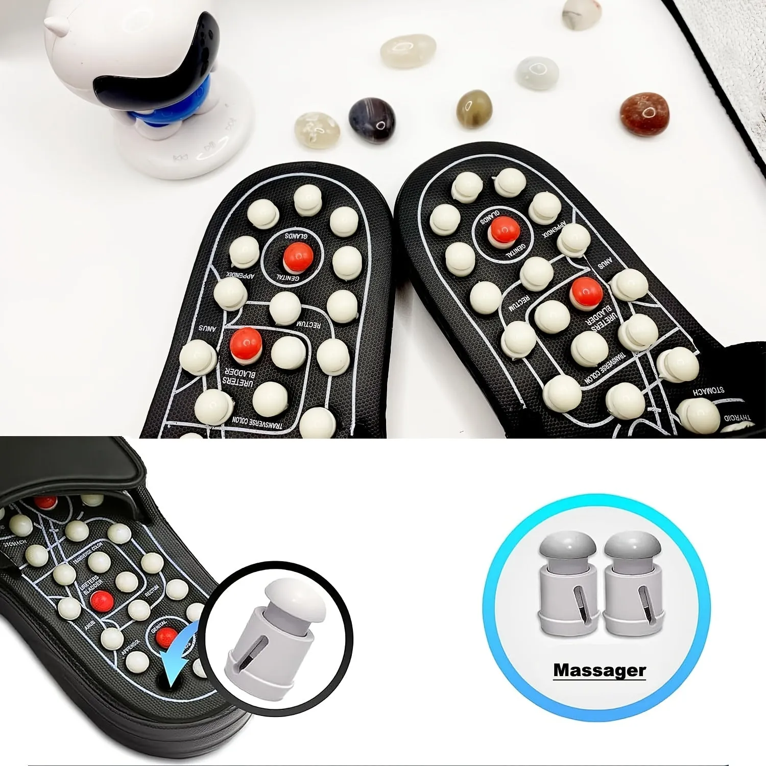 Reflexology Acupressure Foot Massage Slippers – Adjustable & Therapeutic