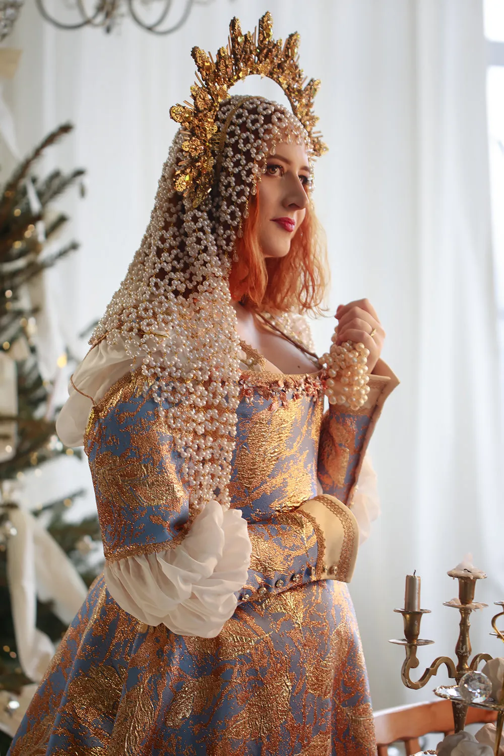 Renaissance Elegance Gown, Italian 16th Century-Inspired Corset Dress
