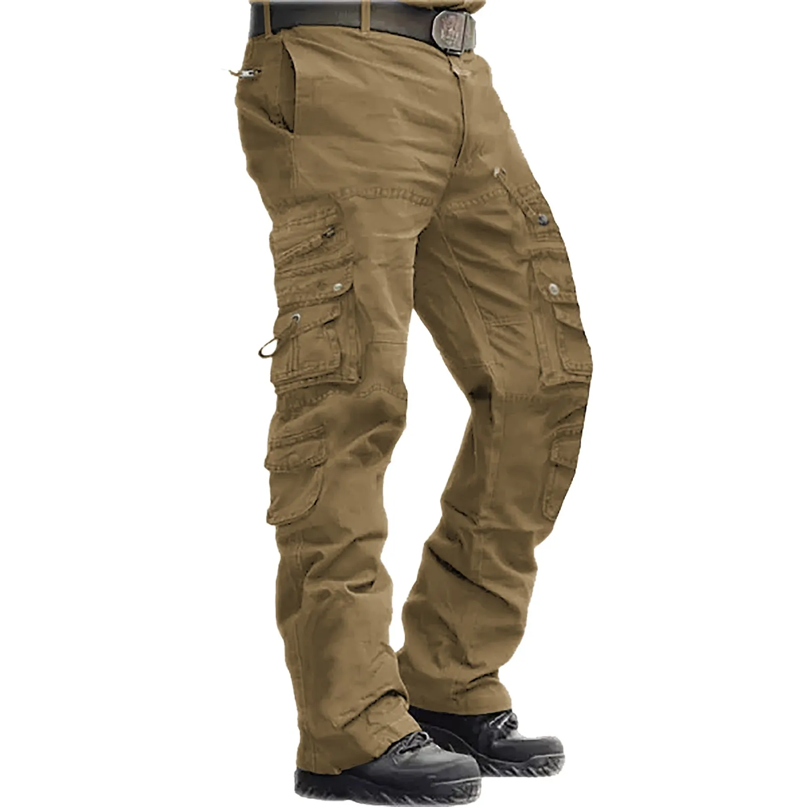 RETRO 100% COTTON ZIPPER  MULTI-POCKETS CARGO PANTS