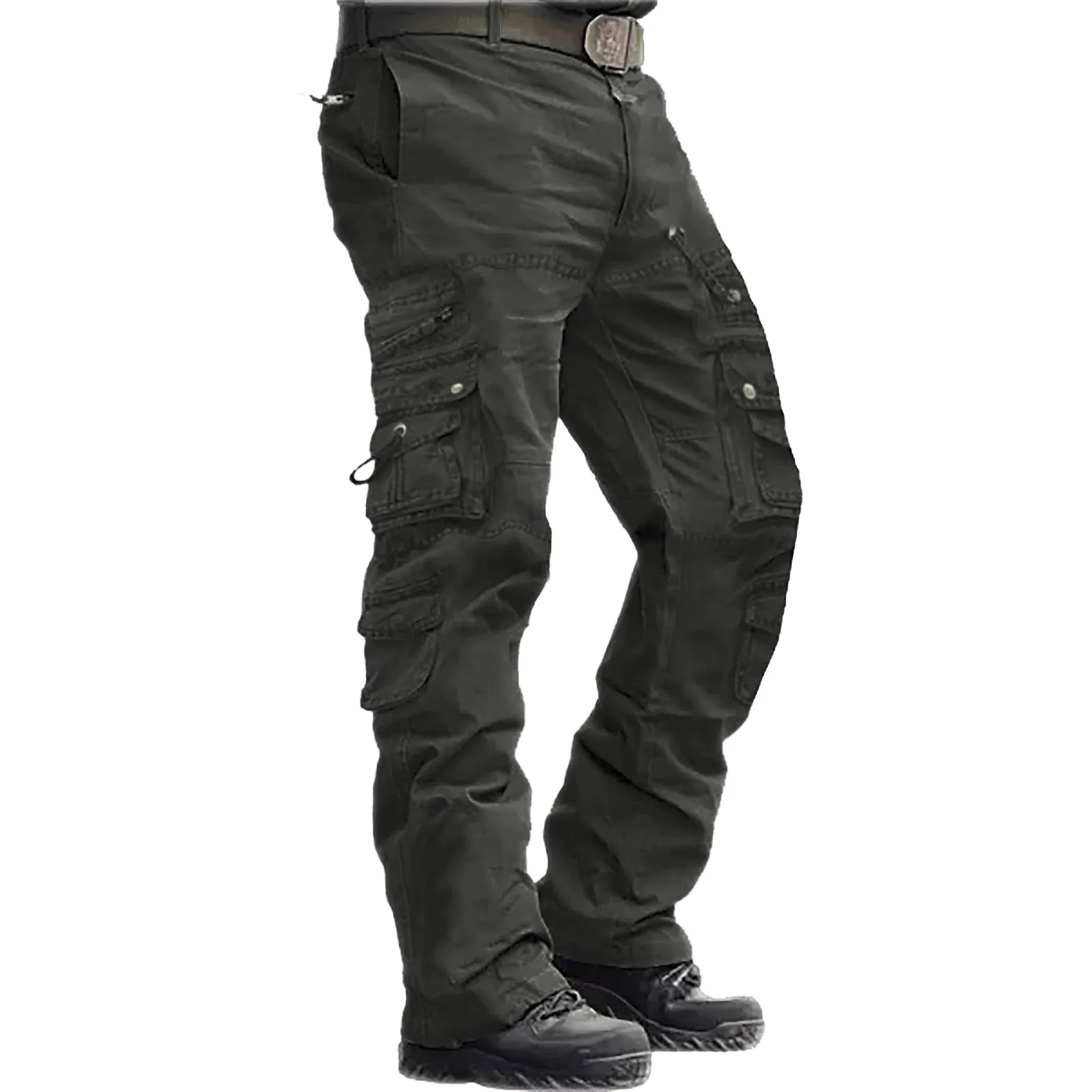 RETRO 100% COTTON ZIPPER  MULTI-POCKETS CARGO PANTS