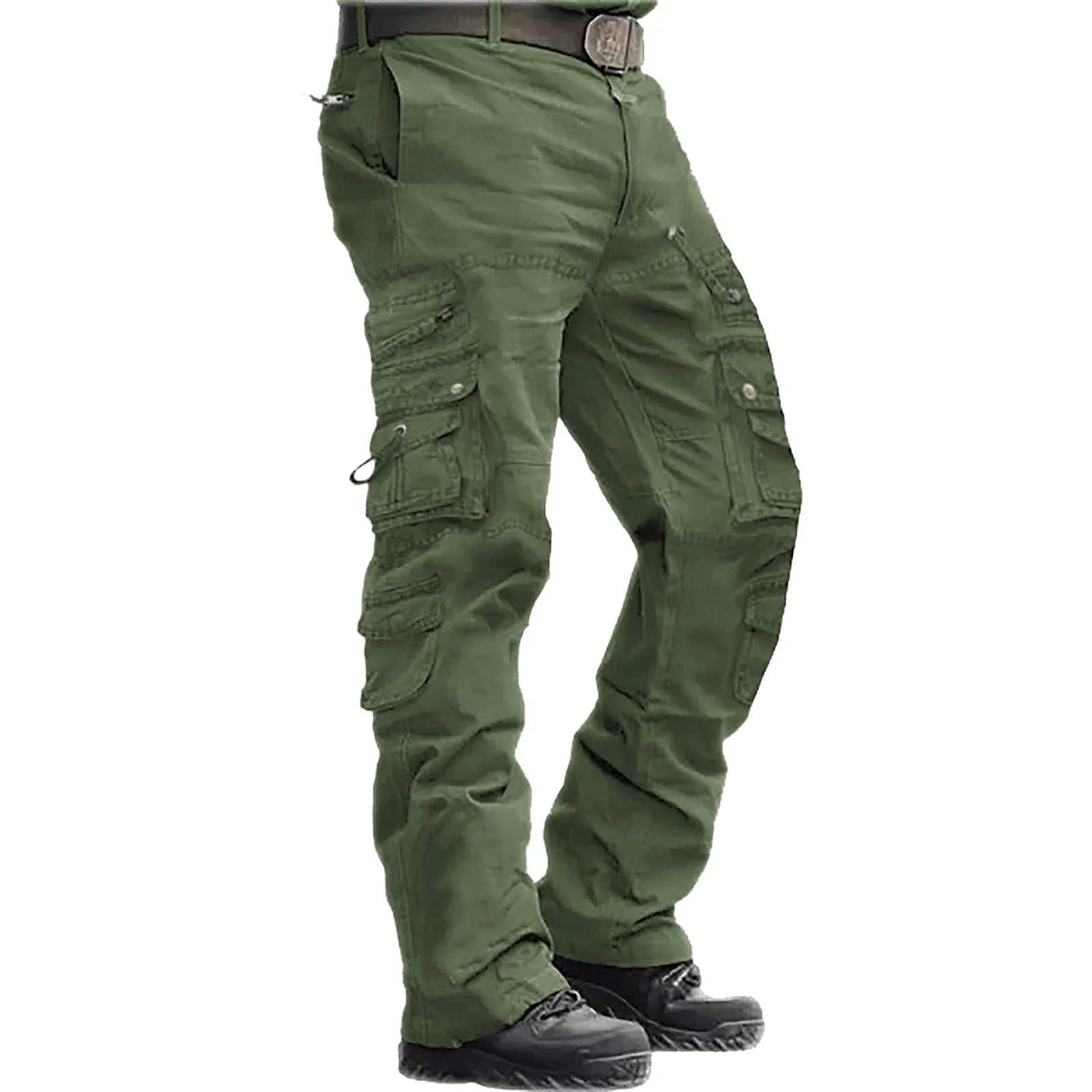 RETRO 100% COTTON ZIPPER  MULTI-POCKETS CARGO PANTS