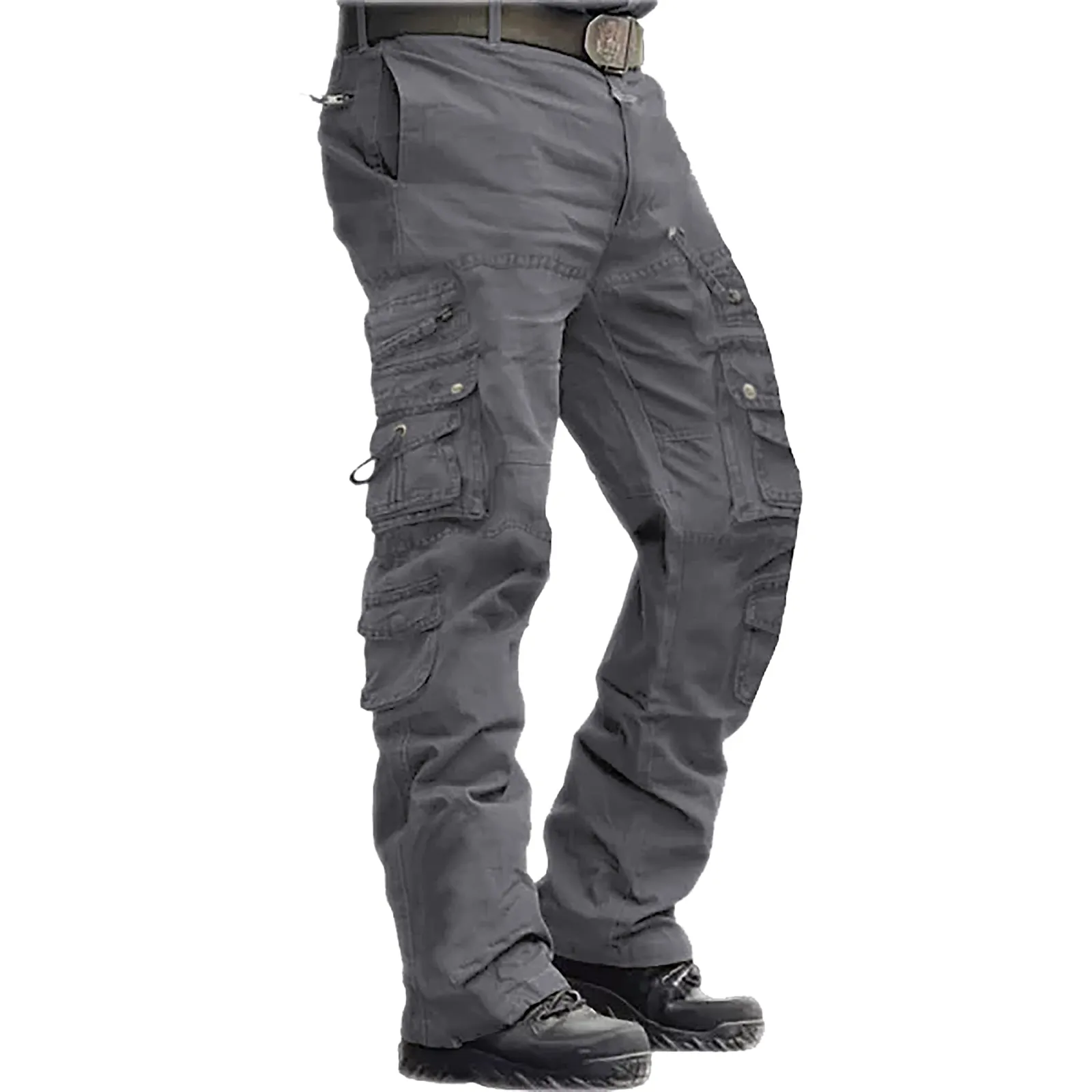 RETRO 100% COTTON ZIPPER  MULTI-POCKETS CARGO PANTS