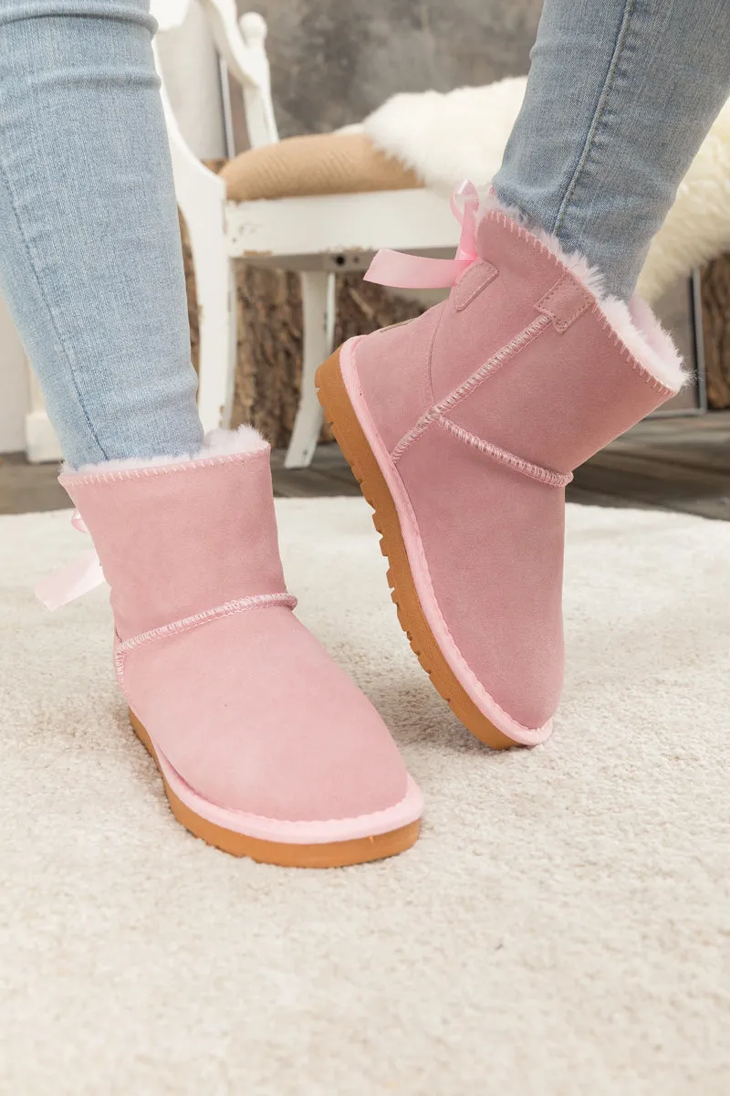 Ribbon Bow-Back Ultra Mini Boots