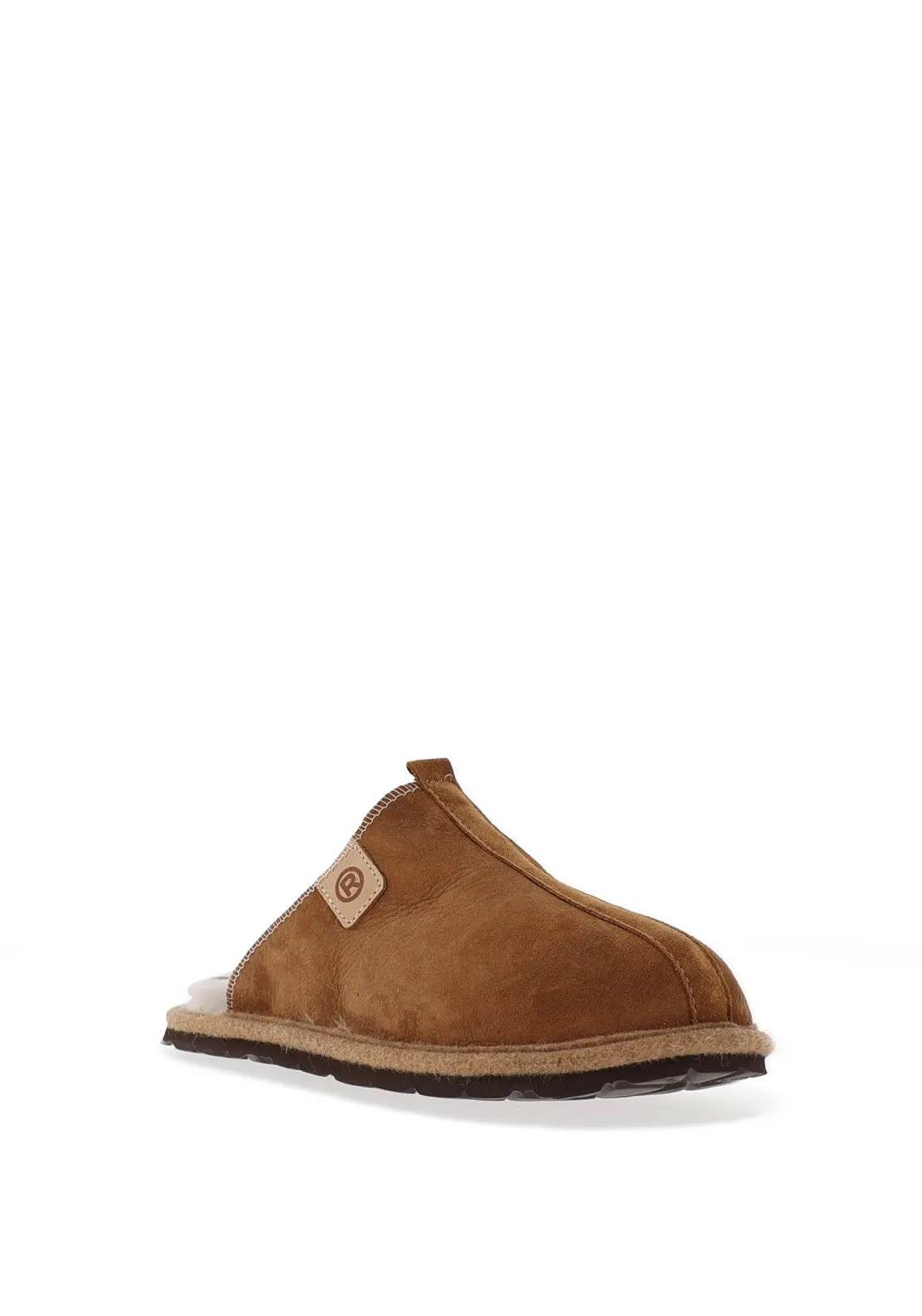 Rohde Womens Suede Fleece Lined Slippers, Tan