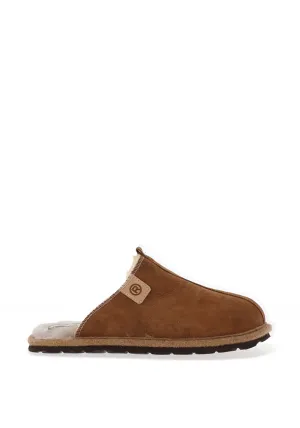 Rohde Womens Suede Fleece Lined Slippers, Tan