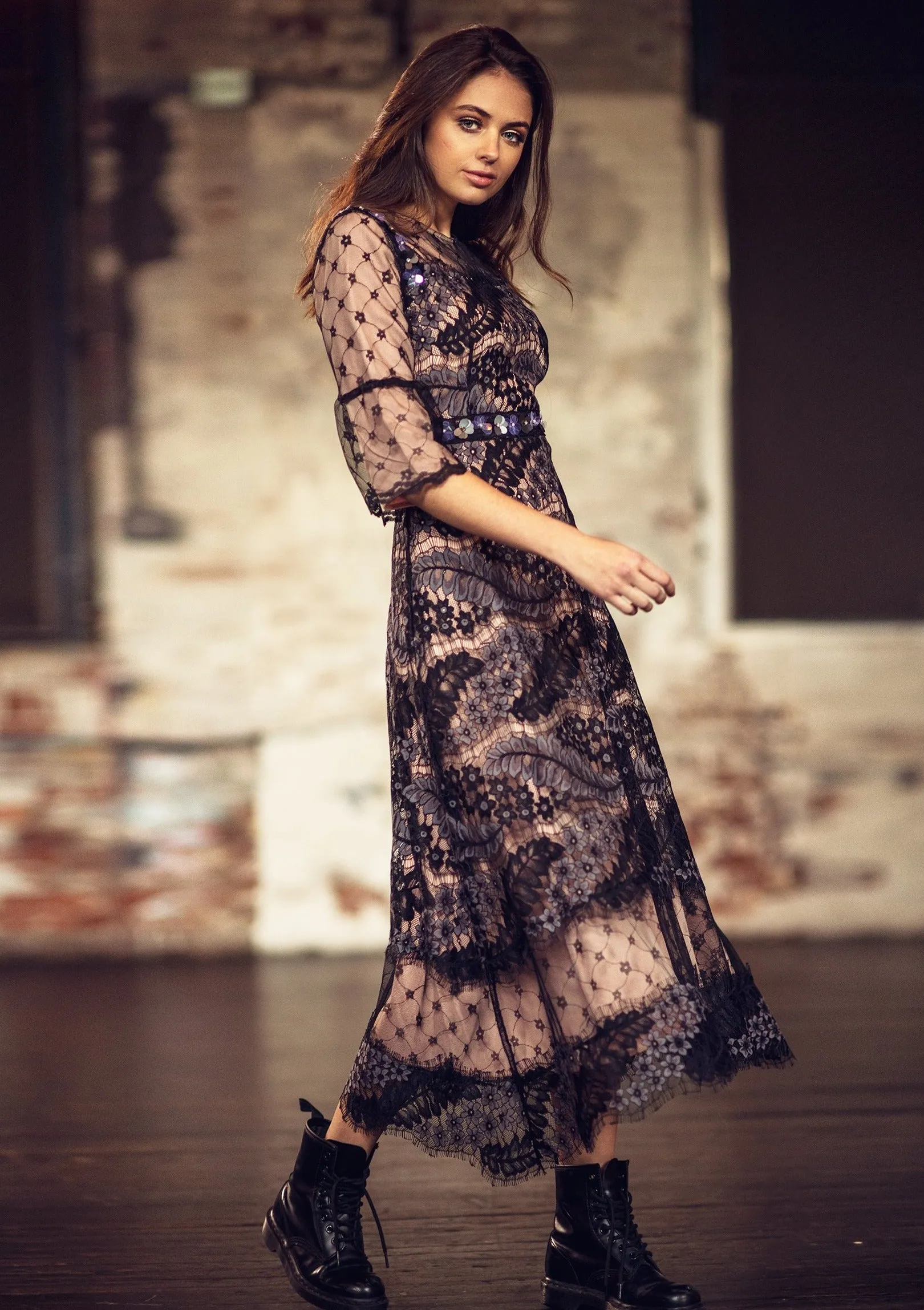 RR• Italian Lace Blue Dress