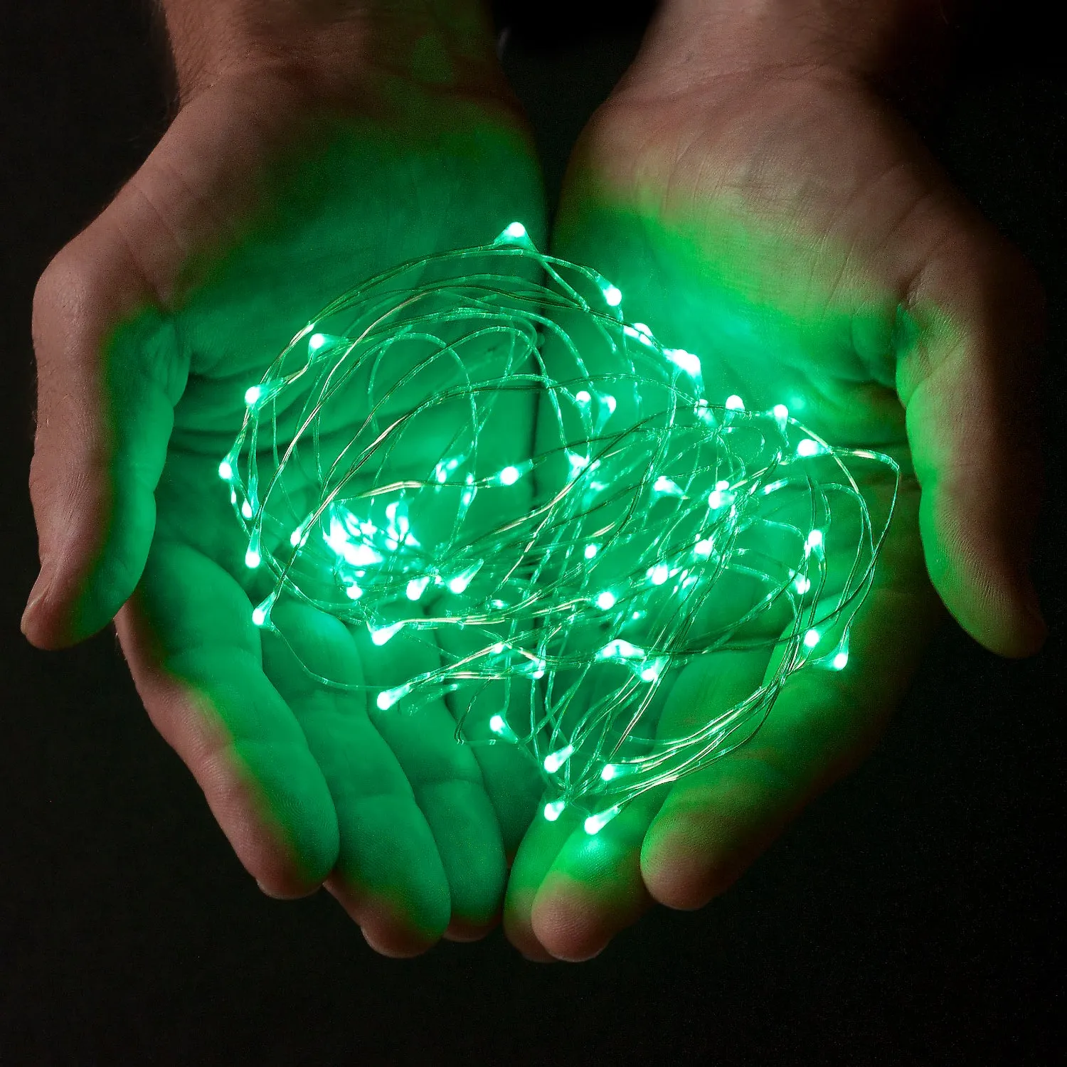 RTGS 30 Green Color LED String Lights Batteries Operated on 9.5 Feet Silver Color Wire with Timer