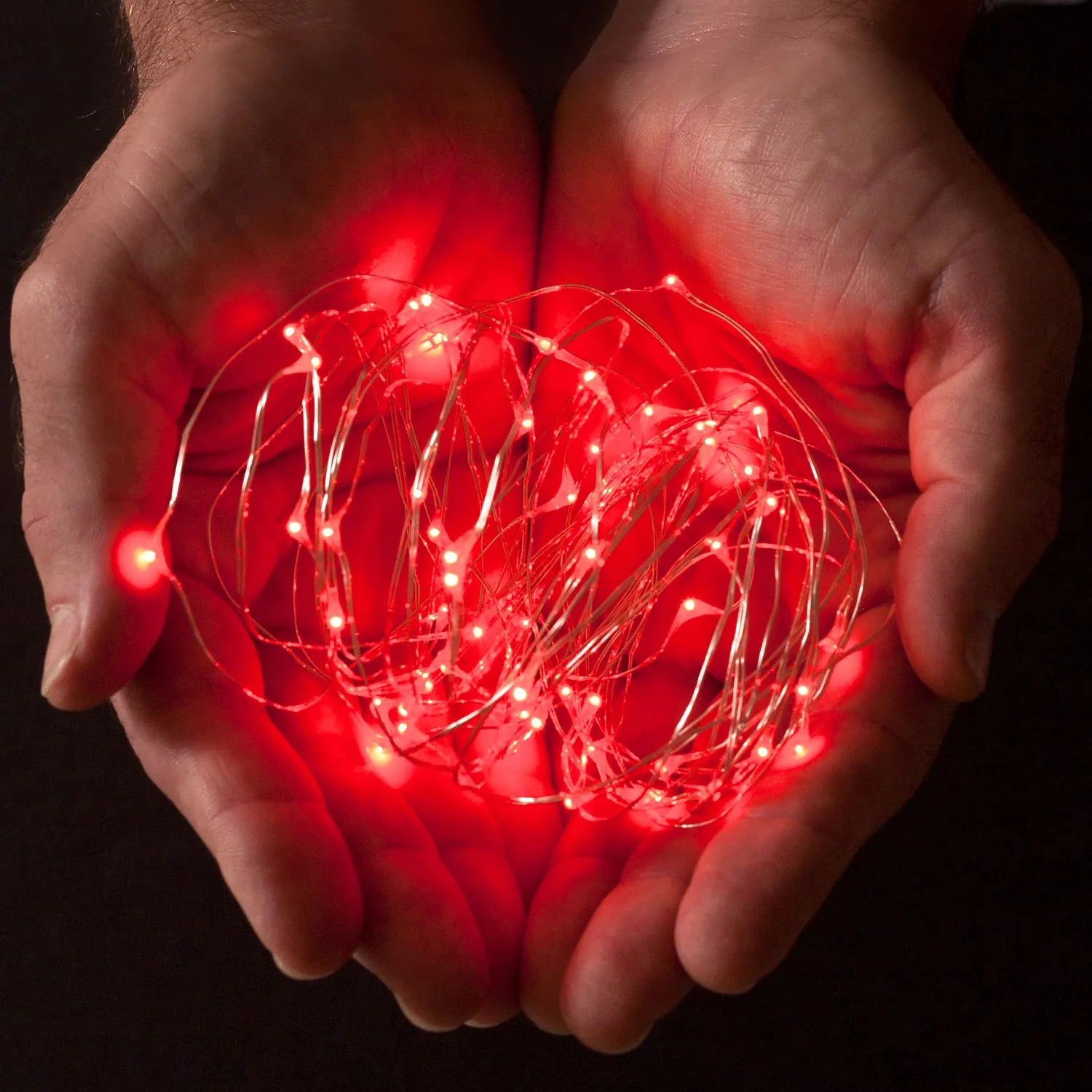 RTGS 30 Red Color LED String Lights Batteries Operated on 9.5 Feet Silver Color Wire with Timer